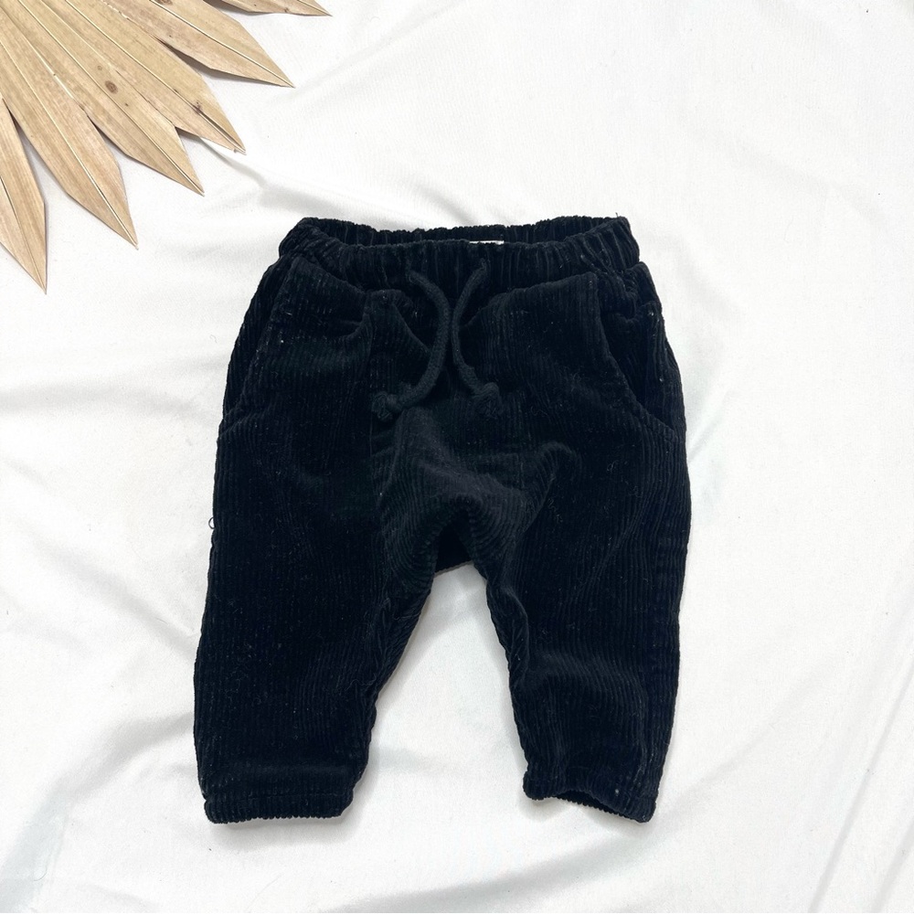 Rylee + Cru Black Corduroy Pull On Joggers Casual Textured Pants Size 0-3 Months